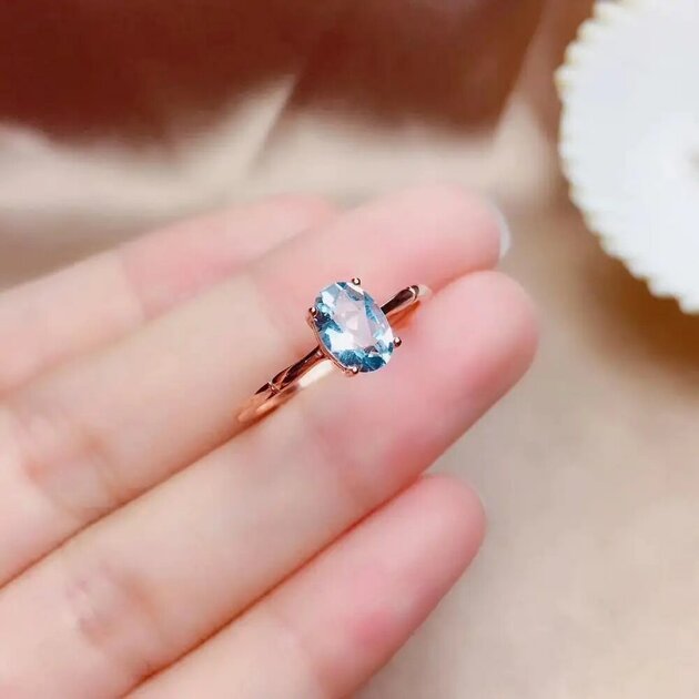 Bague femme argentée, aigue-marine – Vente Flash Bijoux