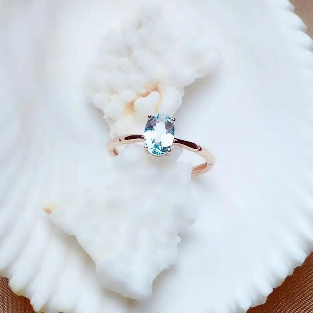 Bague femme argentée, aigue-marine – Vente Flash Bijoux