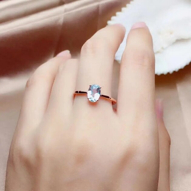 Bague femme argentée, aigue-marine – Vente Flash Bijoux