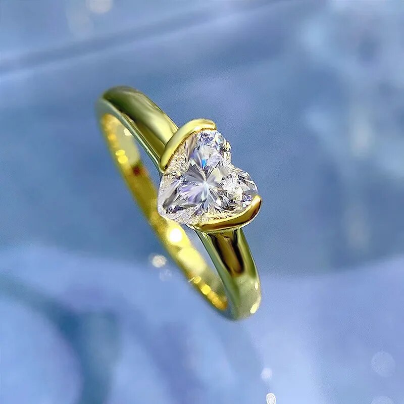 Bague femme dorée, cœur, zircon cubique – Vente Flash Bijoux