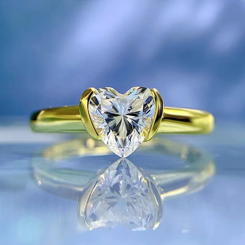 Bague femme dorée, cœur, zircon cubique – Vente Flash Bijoux