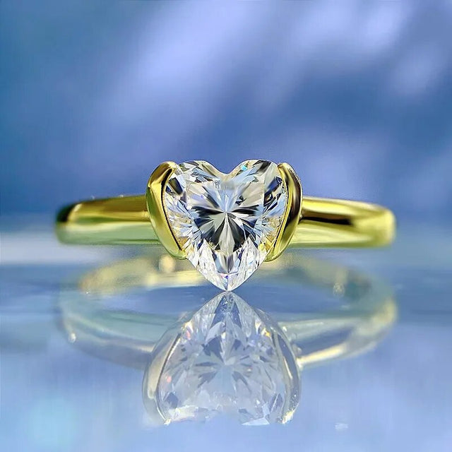 Bague femme dorée, cœur, zircon cubique – Vente Flash Bijoux