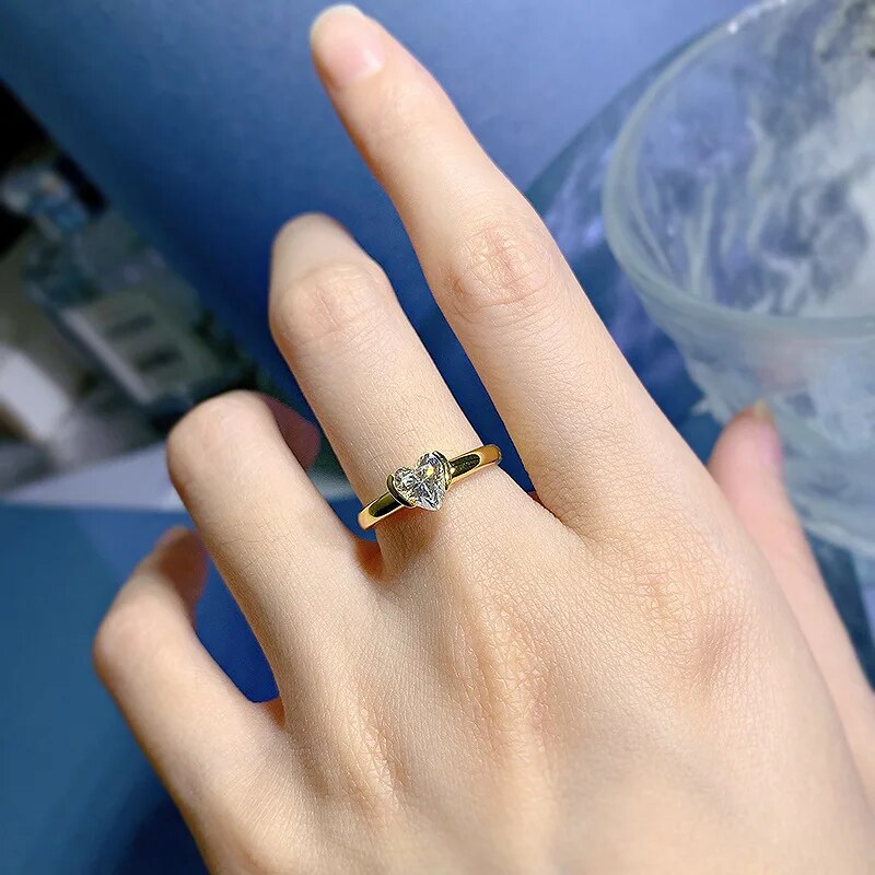 Bague femme dorée, cœur, zircon cubique – Vente Flash Bijoux