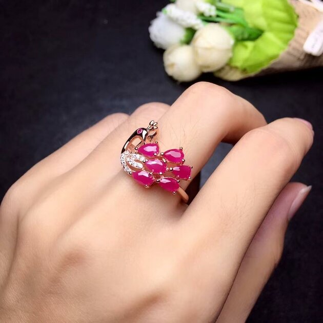 Bague femme dorée ou argentée, rubis – Vente Flash Bijoux