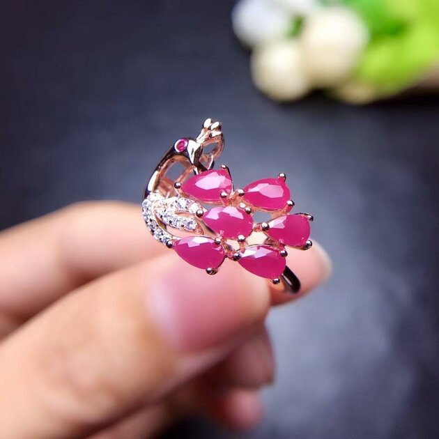 Bague femme dorée ou argentée, rubis – Vente Flash Bijoux