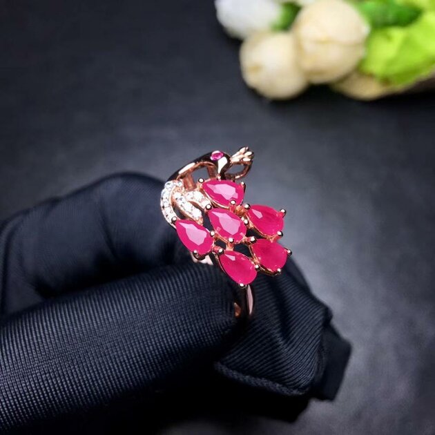 Bague femme dorée ou argentée, rubis – Vente Flash Bijoux