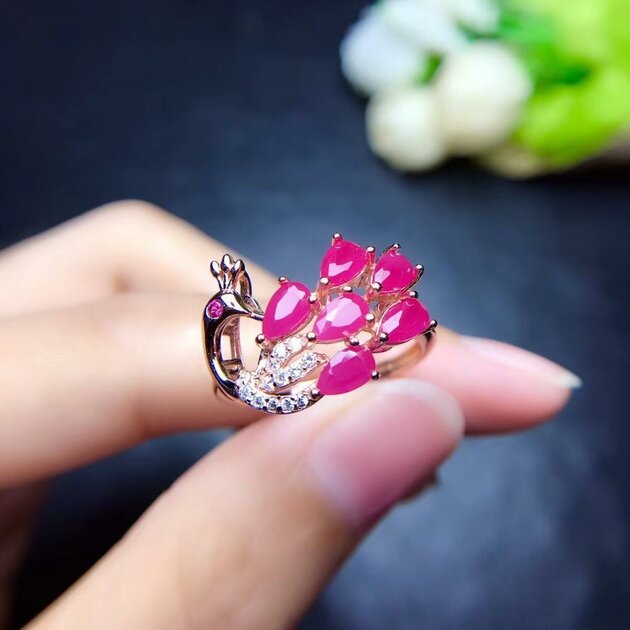 Bague femme dorée ou argentée, rubis – Vente Flash Bijoux
