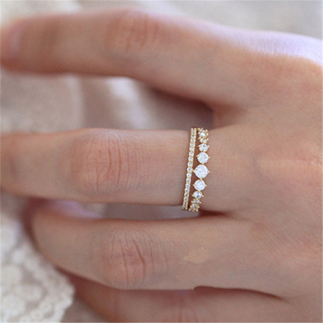 Bague femme dorée, zircon cubique, tendance – Vente Flash Bijoux