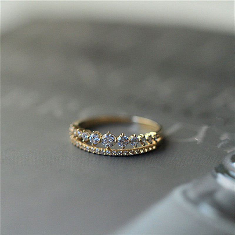 Bague femme dorée, zircon cubique, tendance – Vente Flash Bijoux