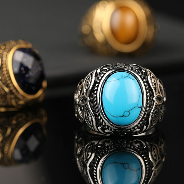 Bague homme acier inoxydable, œil de tigre – Vente Flash Bijoux
