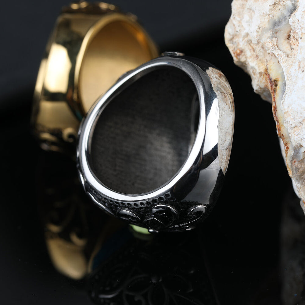 Bague homme acier inoxydable, œil de tigre – Vente Flash Bijoux