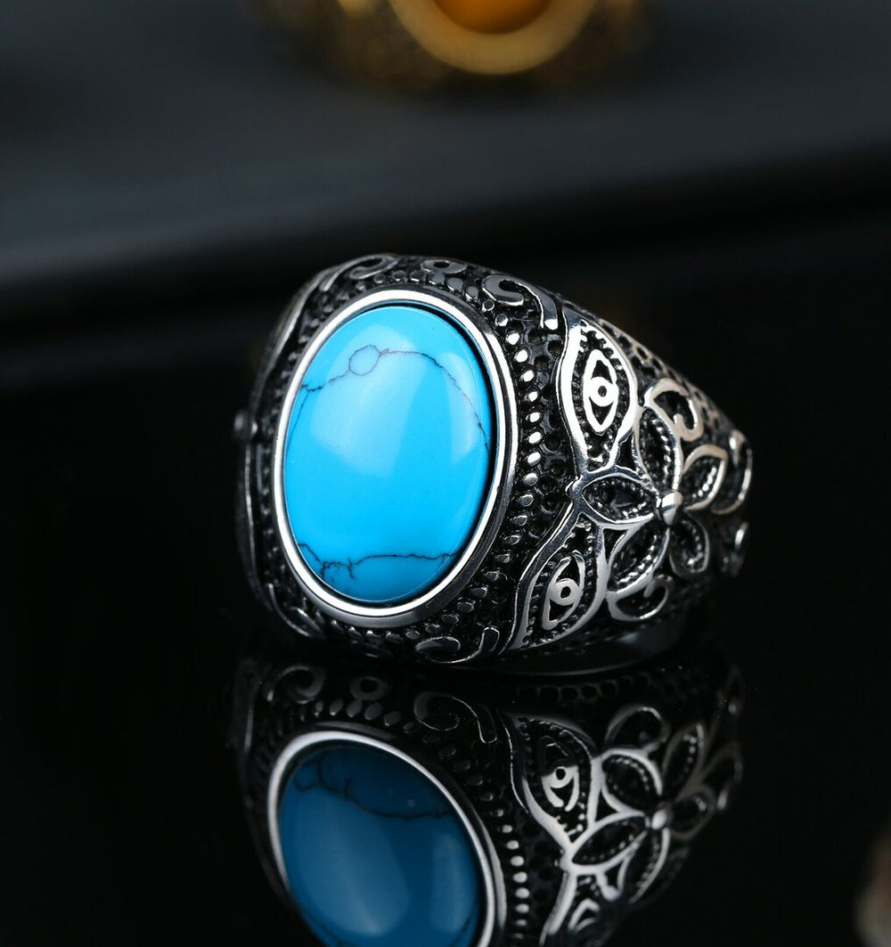 Bague homme acier inoxydable, œil de tigre – Vente Flash Bijoux