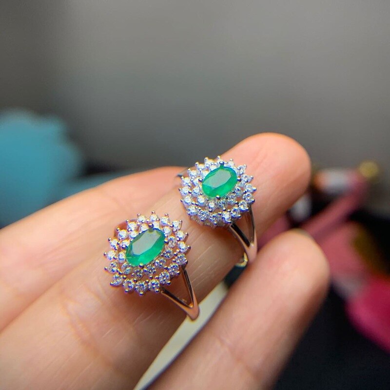 Bague femme argentée, émeraude – Vente Flash Bijoux