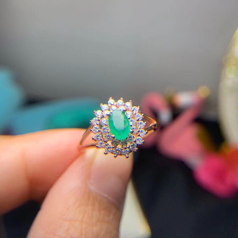 Bague femme argentée, émeraude – Vente Flash Bijoux