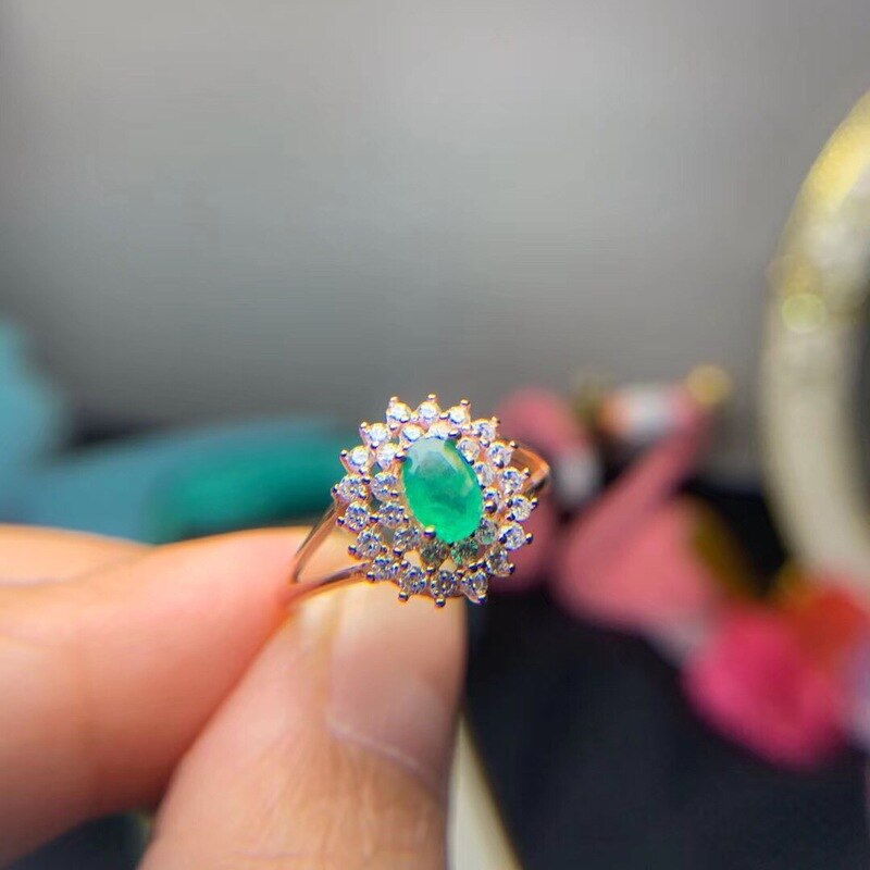 Bague femme argentée, émeraude – Vente Flash Bijoux