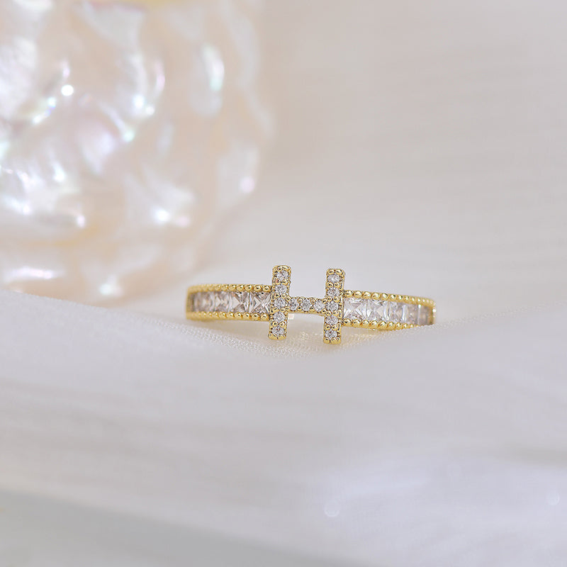 Bague femme dorée, zircon cubique, ajustable, raffiné, minimaliste – Vente Flash Bijoux