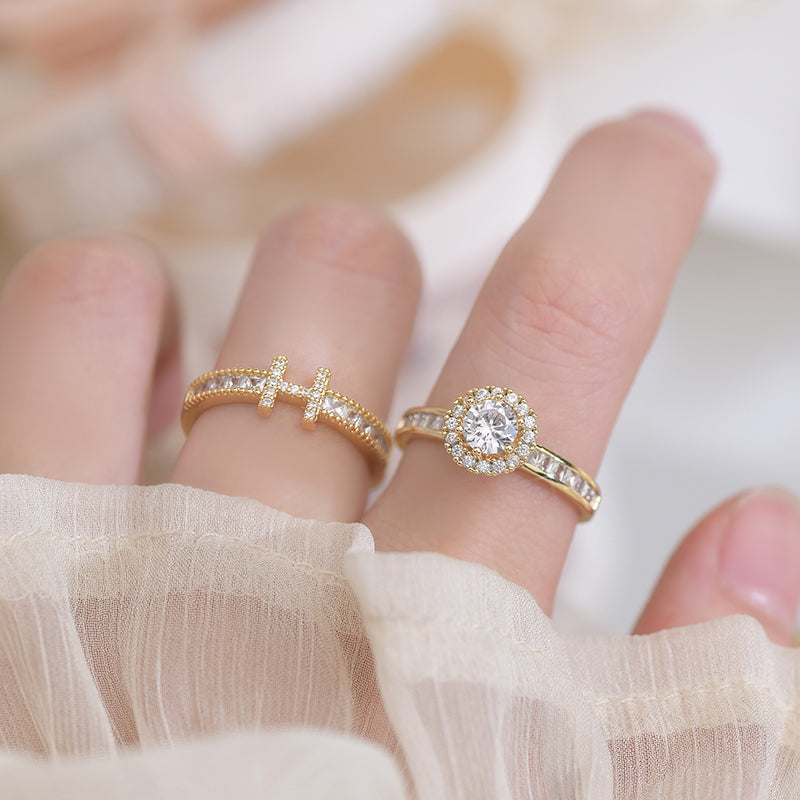 Bague femme dorée, zircon cubique, ajustable, raffiné, minimaliste – Vente Flash Bijoux