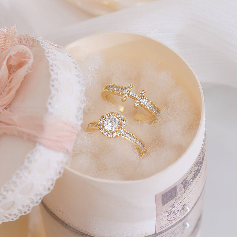 Bague femme dorée, zircon cubique, ajustable, raffiné, minimaliste – Vente Flash Bijoux