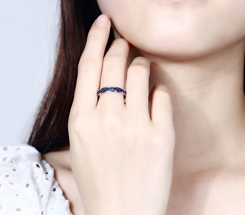 Bague femme argentée, saphir, vintage – Vente Flash Bijoux
