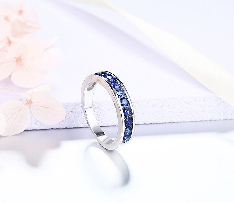 Bague femme argentée, saphir, vintage – Vente Flash Bijoux