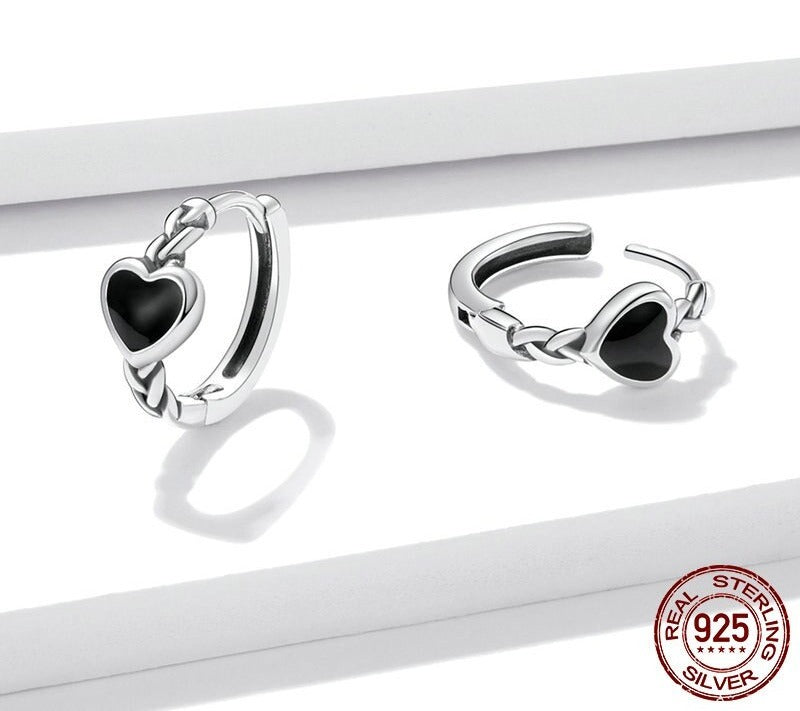 Boucles d'oreilles argentées, cœur – Vente Flash Bijoux