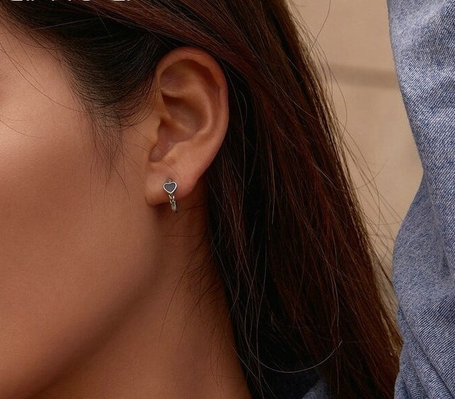 Boucles d'oreilles argentées, cœur – Vente Flash Bijoux