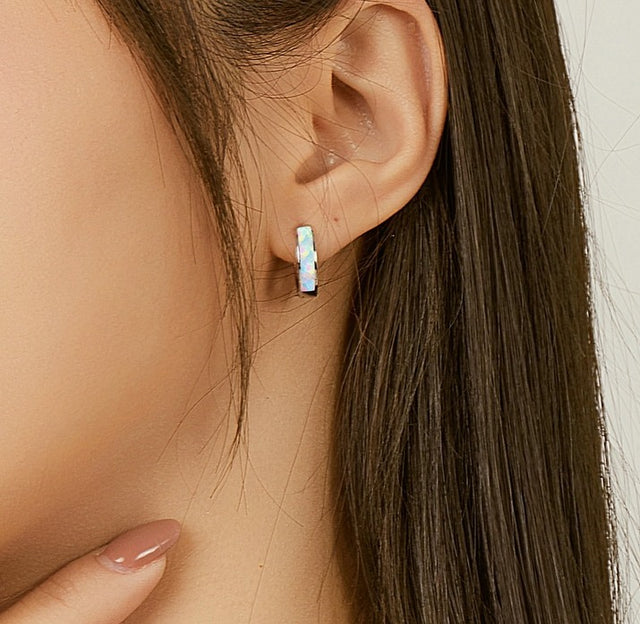 Boucles d'oreilles argentées, opale – Vente Flash Bijoux