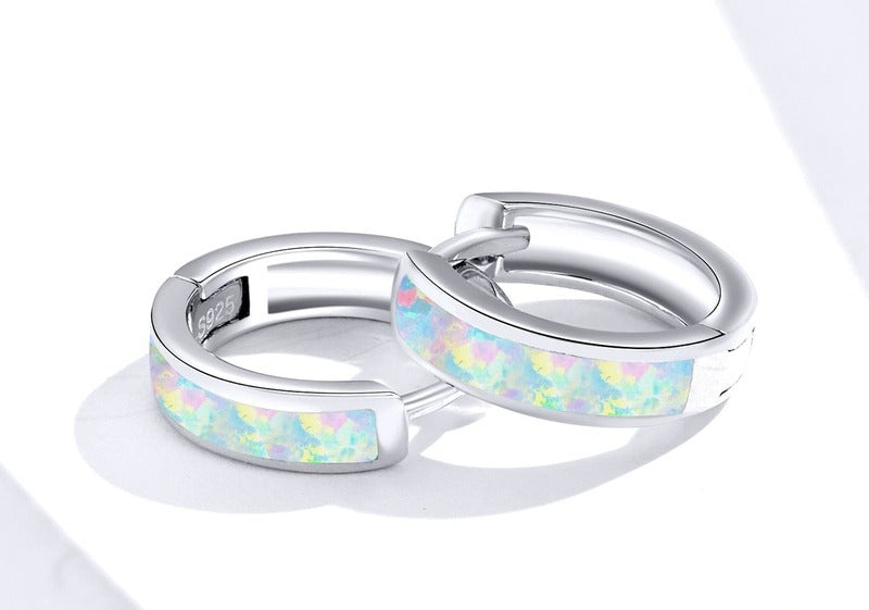 Boucles d'oreilles argentées, opale – Vente Flash Bijoux