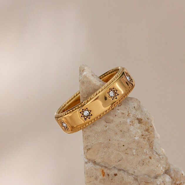 Bague femme dorée, zircon cubique, intemporel – Vente Flash Bijoux