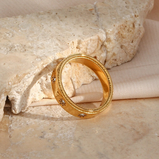 Bague femme dorée, zircon cubique, intemporel – Vente Flash Bijoux