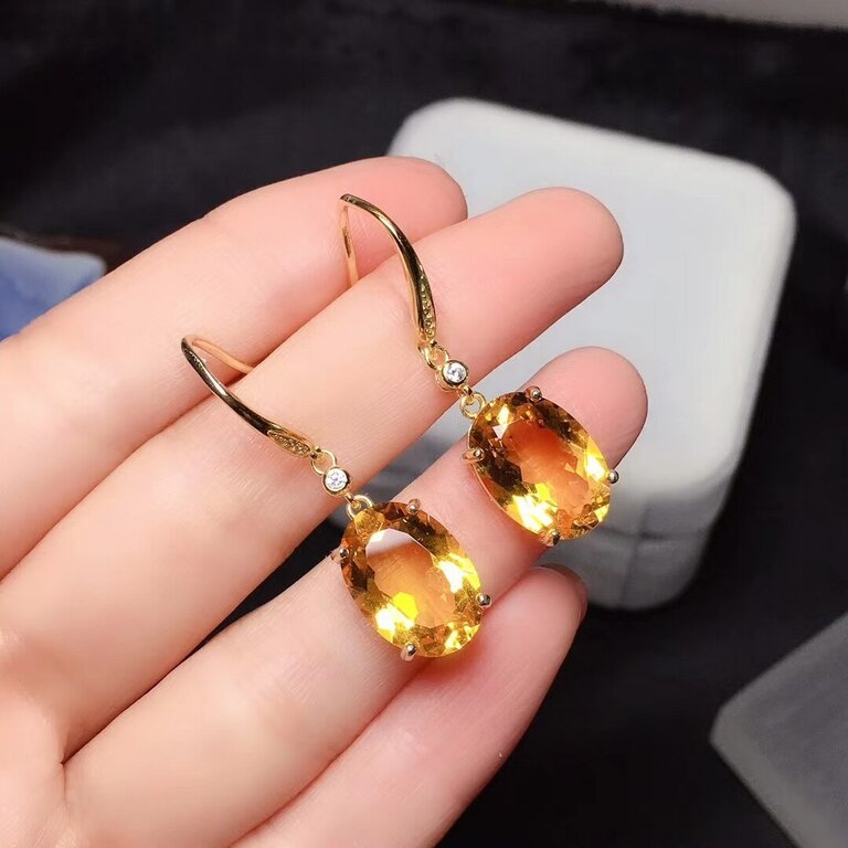 Boucles d'oreilles dorées ou argentées, citrine – Vente Flash Bijoux