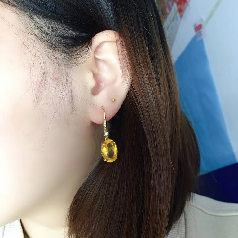 Boucles d'oreilles dorées ou argentées, citrine – Vente Flash Bijoux