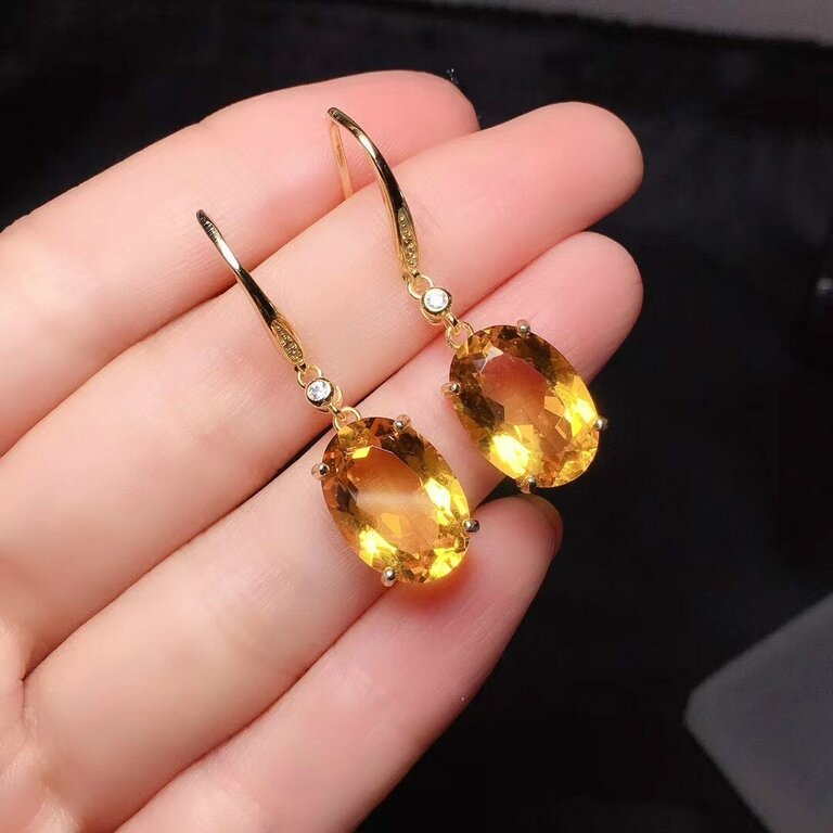 Boucles d'oreilles dorées ou argentées, citrine – Vente Flash Bijoux