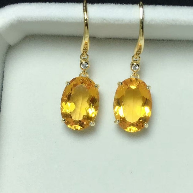 Boucles d'oreilles dorées ou argentées, citrine – Vente Flash Bijoux
