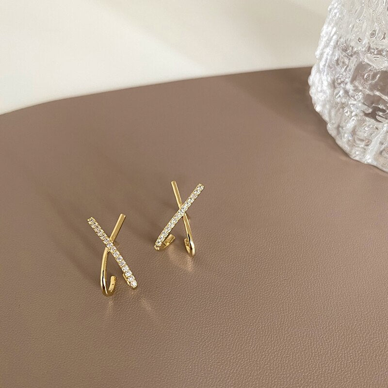 Boucles d'oreilles croix, zircon cubique – Vente Flash Bijoux