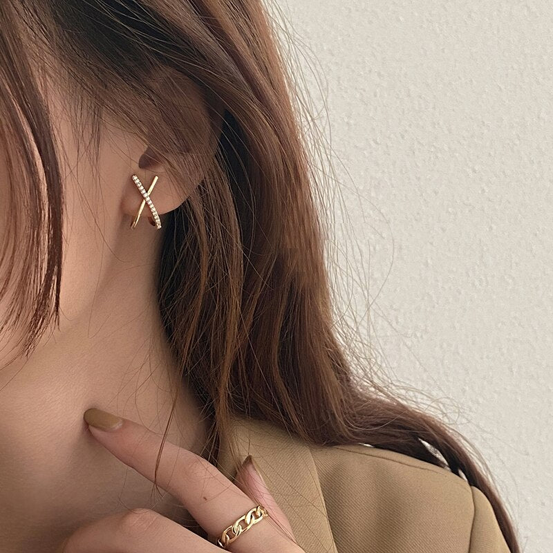 Boucles d'oreilles croix, zircon cubique – Vente Flash Bijoux