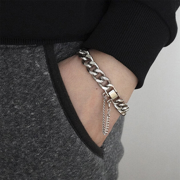 Bracelet homme acier inoxydable, chaîne, punk – Vente Flash Bijoux
