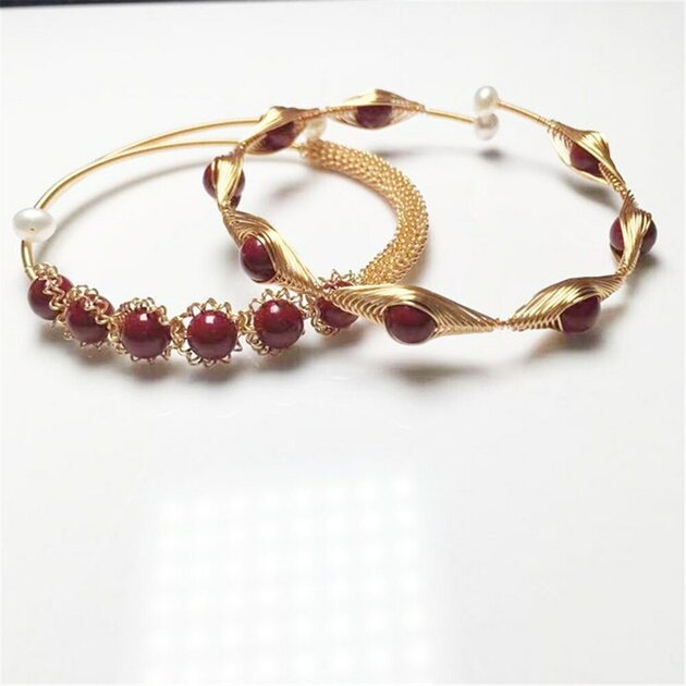 Bracelet femme doré, manchette, perles – Vente Flash Bijoux