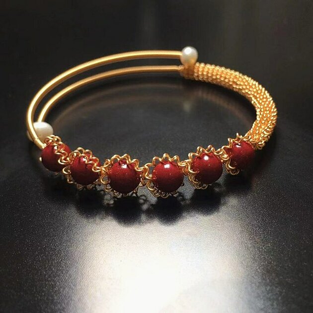 Bracelet femme doré, manchette, perles – Vente Flash Bijoux