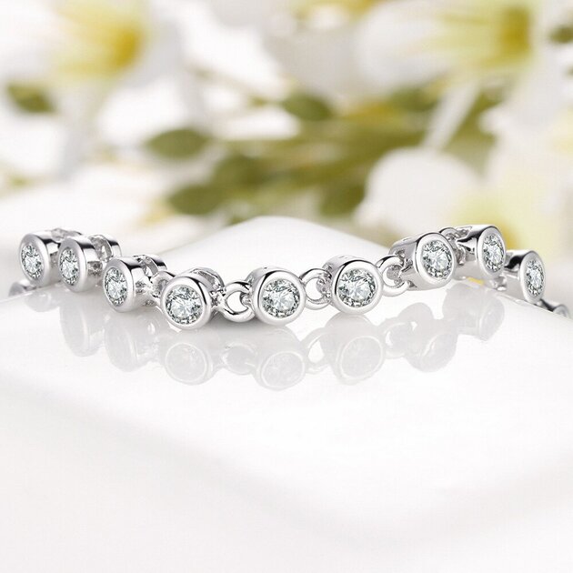 Bracelet femme argenté, zircon cubique, vintage – Vente Flash Bijoux
