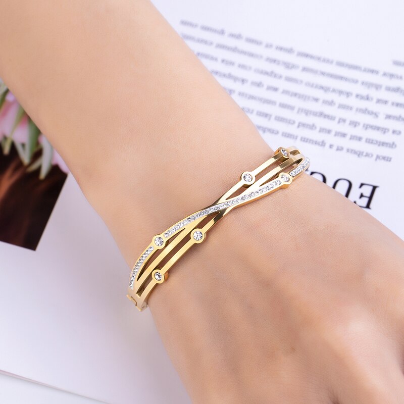 Bracelet femme doré, croix, cristal – Vente Flash Bijoux