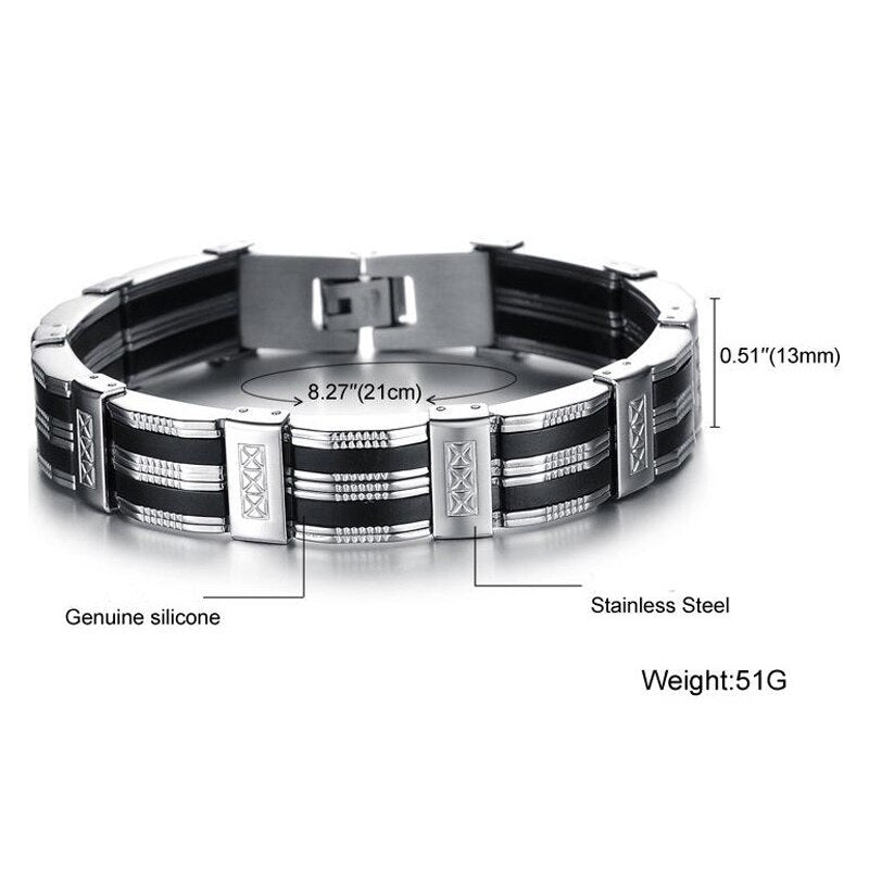 Bracelet homme noir en acier inoxydable– Vente Flash Bijoux