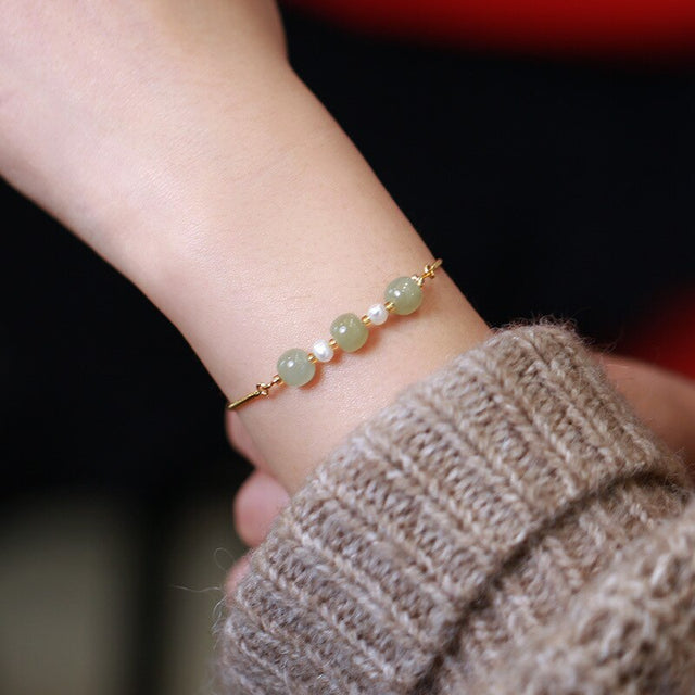 Bracelet femme doré, chaîne, perles, raffiné – Vente Flash Bijoux