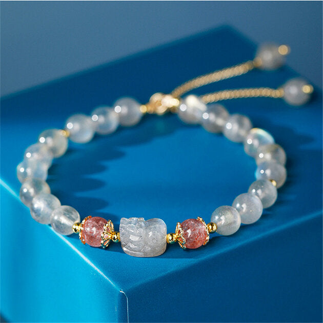 Bracelet femme doré, aigue-marine – Vente Flash Bijoux