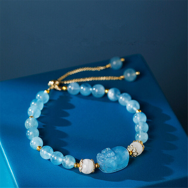 Bracelet femme doré, aigue-marine – Vente Flash Bijoux