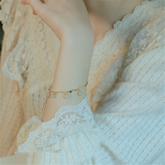 Bracelet femme doré, perles, romantique – Vente Flash Bijoux