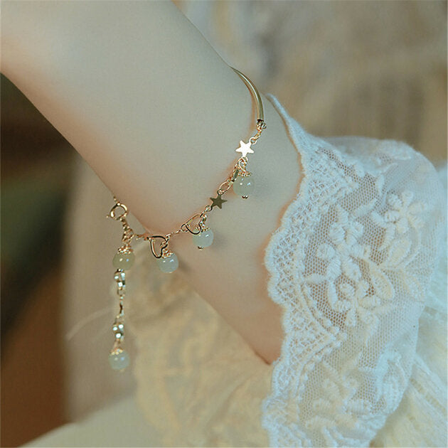 Bracelet femme doré, perles, romantique – Vente Flash Bijoux