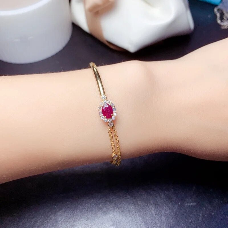 Bracelet femme doré, manchette, rubis – Vente Flash Bijoux