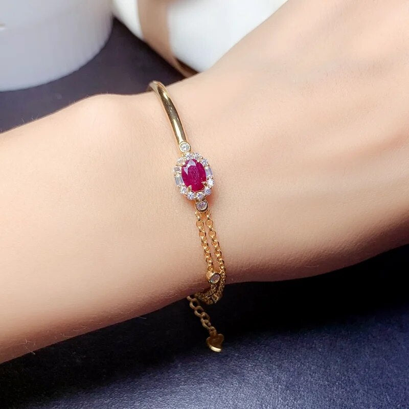 Bracelet femme doré, manchette, rubis – Vente Flash Bijoux
