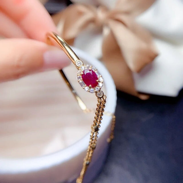 Bracelet femme doré, manchette, rubis – Vente Flash Bijoux
